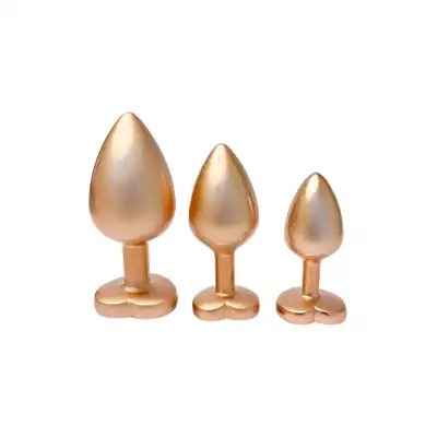 Dream Toys - Gleaming Love Pearl Gold Plug Set. Złoty zestaw eleganckich korków analnych z kryształkiem w kształcie serca