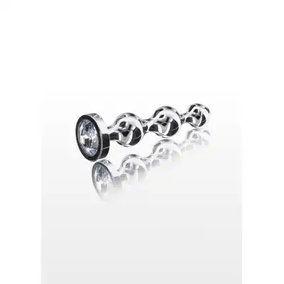 ToyJoy - Diamond Star Beads M. Metalowy korek analny z trzema stymulacyjnymi koralikami i podstawą ozdobioną srebrnym klejnotem