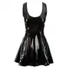 Black Level - Vinyl Dress Black M. Czarna rozkloszowana sukienka mini wykonana z połyskującego winylu