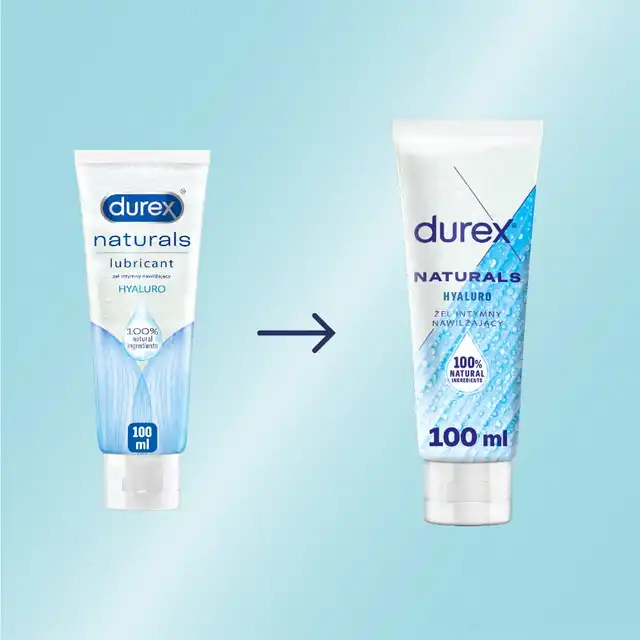 Durex - Naturals Hyaluro 100ml. Wodny żel intymny wzbogacony o kwas hialuronowy, długotrwały efekt nawilżający