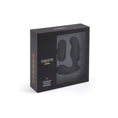 Virgite - Rotating Prostate Massager Silikonowy, czarny masażer prostaty z efektem obrotowym, zdalnie sterowany. Intensywna stymulacja, którą pokochasz!