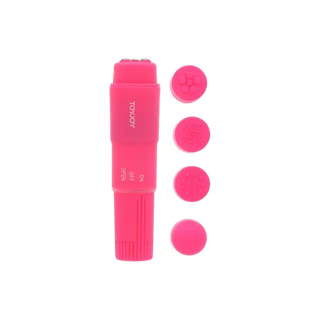 ToyJoy - Funky Vibrette Pink. Mini wibrator do łechtaczki z 4 wymiennymi końcówkami stymulującymi