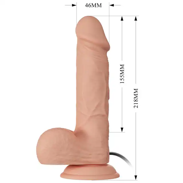 Baile - Beautiful Bahamut Vibrator. Realistyczny wibrator z jądrami i przyssawką, regulowana moc wibracji