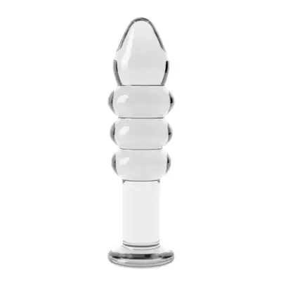 LoveToy - Glass Romance 5.5` Plug Transparent. Szklany korek analny z pierścieniowymi żłobieniami, praktyczny i stylowy