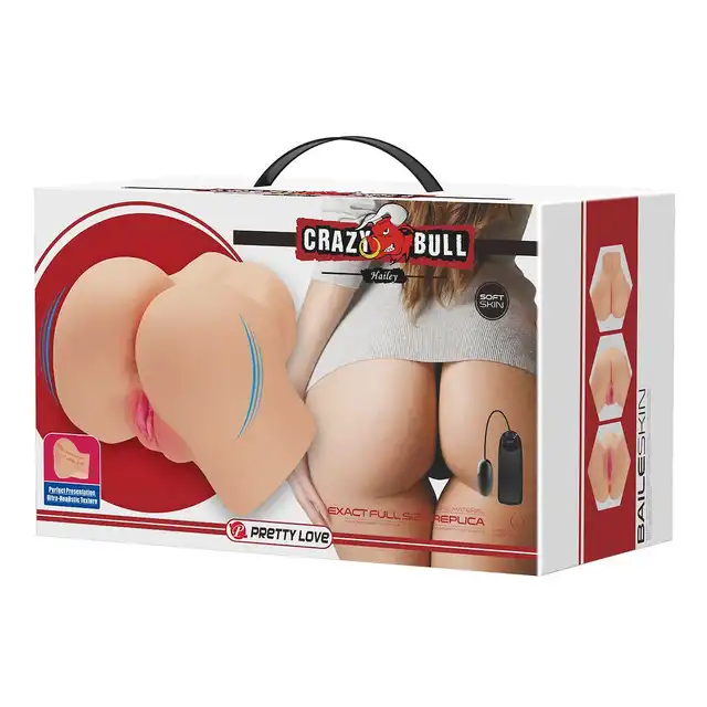 Crazy Bull - Hailey Masturbator. Masturbator męski z dwoma otworami penetracyjnymi, podwójne realistyczne doznania z wibracjami