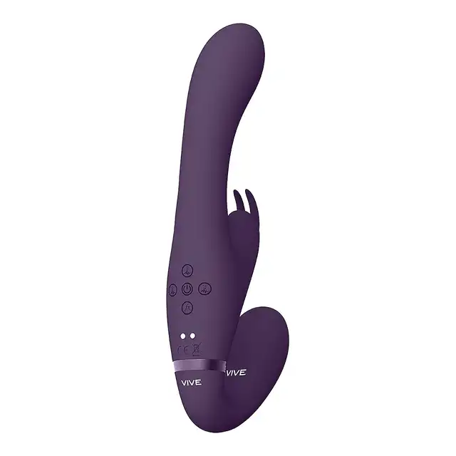 Vive - Suki Vibrating Strapless Strap-on Rabbit Purple. Wibrujący strapon bezuprzężowy, intensywna stymulacja dla obu partnerów 