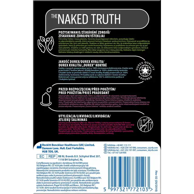 Durex - Intense 16szt. Duże opakowanie prezerwatyw prążkowanych z żelem Desirex dla szerokiej gamy doznań