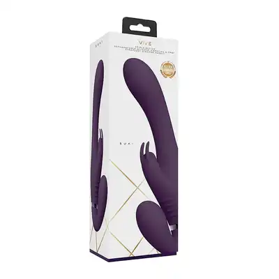 Vive - Suki Vibrating Strapless Strap-on Rabbit Purple. Wibrujący strapon bezuprzężowy, intensywna stymulacja dla obu partnerów 
