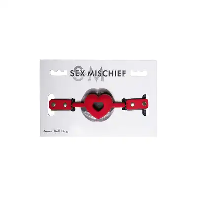 Sportsheets - SM Amour Ball Gag Red. Oddychający knebel kulkowy w kształcie serca dla miłośników BDSM