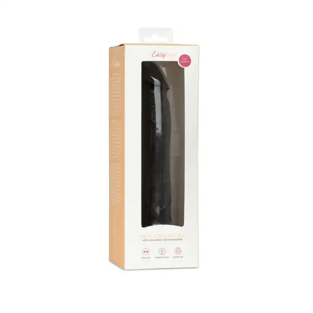 EasyToys - Dildo Without Balls 17.5 cm Black. Realistyczne czarne dildo o prostym trzonie i wyraźną żołędzią