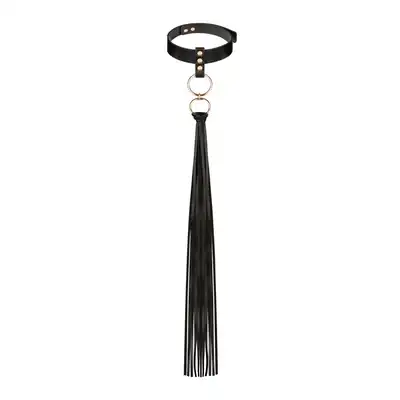 Rosy Gold - Collar with Flogger. Stylowe i funkcjonalny dodatek do zmysłowych zabaw.