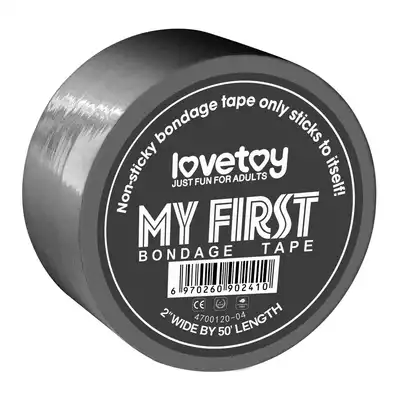 Lovetoy - My First Bondage Tape Grey. Szara taśma do BDSM, nie klei się do ciała a samej siebie, Idealna na pierwszą przygodę