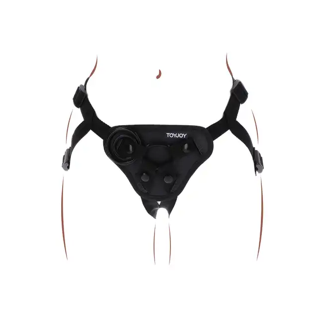 Get Real - Strap-On Harness O/S. Wygodna uprząż z regulowanymi paskami, wyściełaną przednią poduszką, trzema silikonowymi pierścieniami
