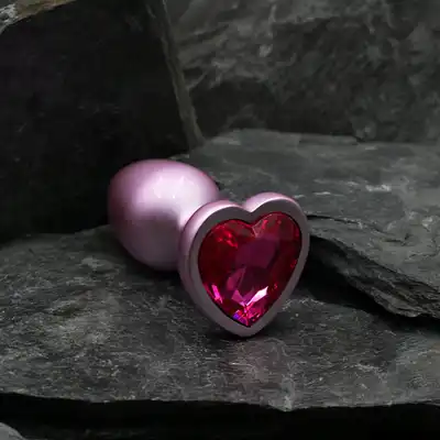 Dream Toys - Gleaming Love Pearl Pink Plug Small. Różowy elegancki korek analny o niedużym rozmiarze z kryształkiem w kształcie serca