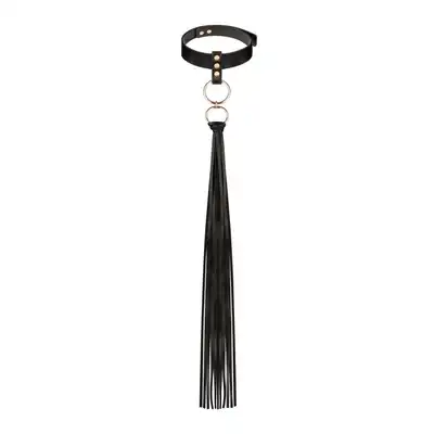 Rosy Gold - Collar with Flogger. Stylowe i funkcjonalny dodatek do zmysłowych zabaw.