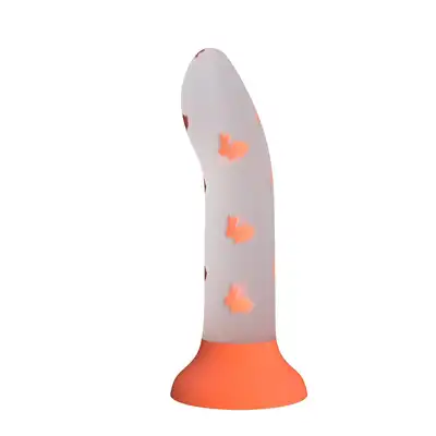 Pretty Love - Magical Nightfall. Realistyczne dildo z przyssawką i elementami świecącymi w ciemności, żółto-pomarańczowe króliczki