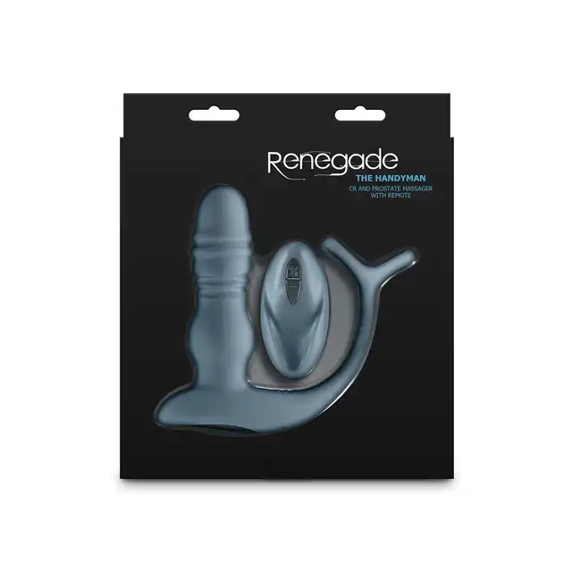 Renegade - The Handyman Gray - stymulator prostaty z ruchem posuwistym oraz ringiem na penisa