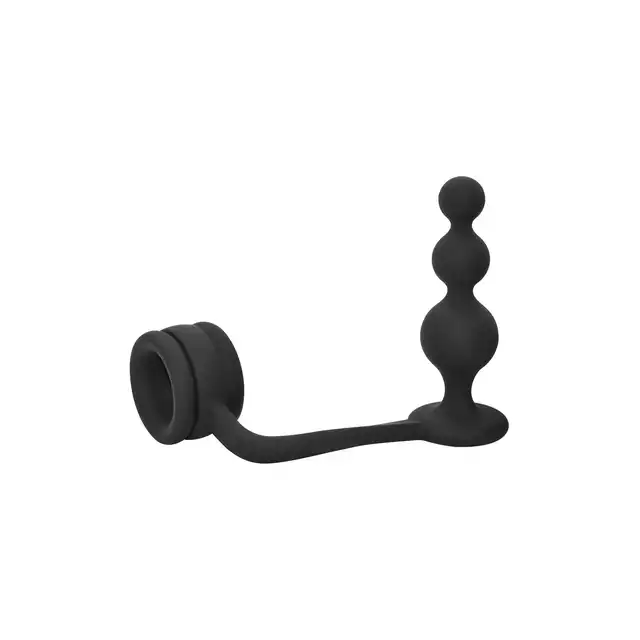 DreamToys -  Ramrod Cockring With Beaded Anal Plug. Innowacyjny pierścień erekcyjny 2 w 1 z korkiem analnym, z gładkiego silikonu, zapewnia zarówno mocną erekcję i stymulację analną