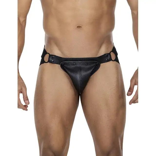 Cut4Men - JockStrap L/XL. Stylowy skórzany jockstrap z odpinaną kieszonką, seksowny element garderoby