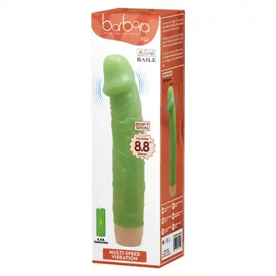 Baile - Bill. Zielony, świecący w ciemności wibrator dildo z realistycznymi wibracjami i żebrowaną podstawą