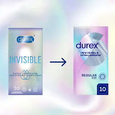 Durex - Invisible Extra Lubricated 10szt. Super cienkie prezerwatywy z dodatkowym żelem nawilżającym, komfortowa bliskość