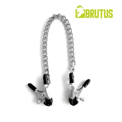 Brutus - Bite Heavy Nipple Clamps. Srebrne klipsy na sutki z regulowanym naciskiem dla intensywnej stymulacji!