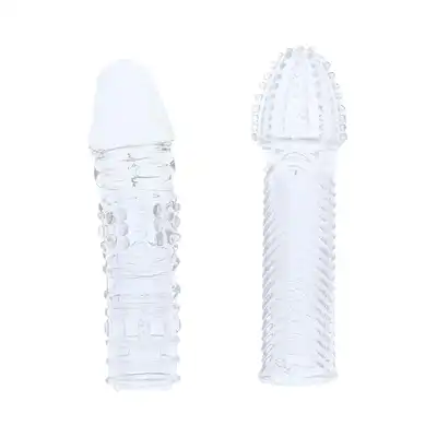 Menzstuff - Penis Extender Pack Clear. Zestaw dwóch przezroczystych przedłużek na penisa ze stymulującymi wypustkami