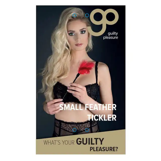 Guilty Pleasure - Small Feather Tickler Red. Urokliwe piórko do łaskotania dla zmysłowych chwil, idealne do soft BDSM