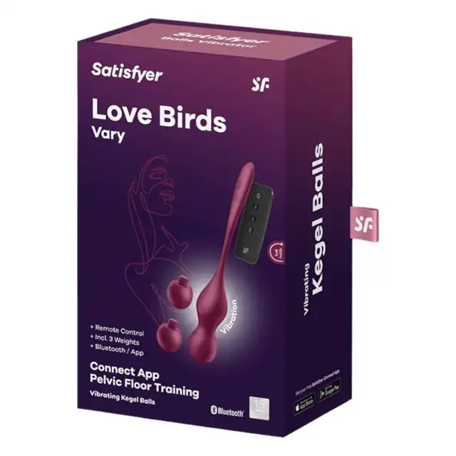 Satisfyer - Love Birds Vary Connect App. Wibrujące kulki gejszy z wymiennymi końcówkami