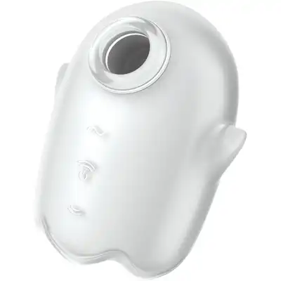 Satisfyer - Glowing Ghost White. Wibrator ze stymulującymi falami ciśnienia i intensywnymi wibracjami, wykonany z miękkiego, świecącego w ciemności silikonu
