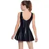 Black Level - Vinyl Dress Black M. Czarna rozkloszowana sukienka mini wykonana z połyskującego winylu