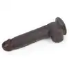 LoveToy - Sliding Skin Dual Layer Dong 9inch Brown. Realistyczne dildo z dwuwarstwowego TPE, wyposażone w technologię przesuwanej skóry i mocną przyssawkę