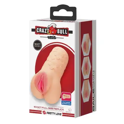 Crazy Bull - Scarlet. Realistyczna pochwa z elastycznym tunelem stymulacyjnym, zdobiona kwiecistym printem