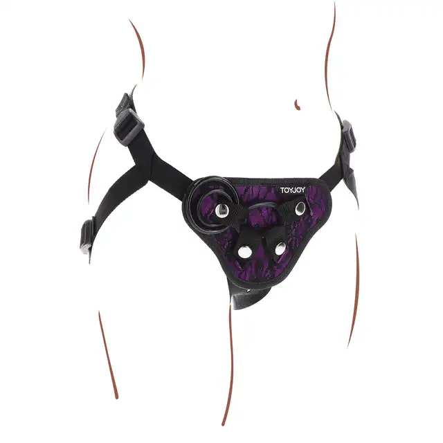 Get Real - Strap-On Lace Harness. Elegancka uprząż z miękką konstrukcją, regulowanymi paskami, trzema silikonowymi pierścieniami 