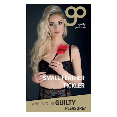 Guilty Pleasure - Small Feather Tickler Red. Urokliwe piórko do łaskotania dla zmysłowych chwil, idealne do soft BDSM