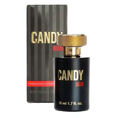 Candy - Man 50ml. Męskie perfumy z feromonami o mocnym i stanowczym zapachu, nuty bergamotki, kokosa i tonka