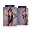 Christine - Renee Purple S/M. Uwodzicielskie fioletowe body, body z dziurką, wykonane z elastycznej koronki o kwiatowym wzorze