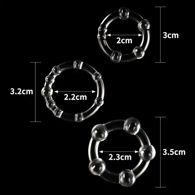 LoveToy - Power Plus Triple Beaded Ring Set Transparent. Zestaw elastycznych pierścieni erekcyjnych, zapewniają mocną i długą erekcję