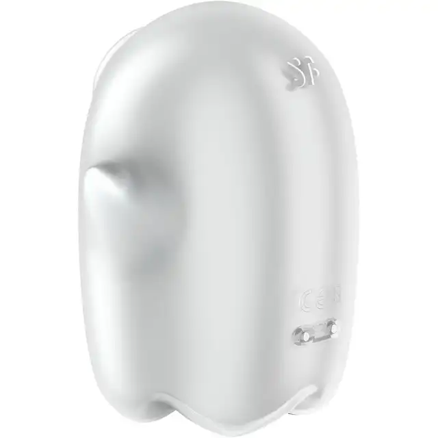 Satisfyer - Glowing Ghost White. Wibrator ze stymulującymi falami ciśnienia i intensywnymi wibracjami, wykonany z miękkiego, świecącego w ciemności silikonu