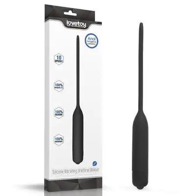 LoveToy - Urethral Dilator Vibrating Black. 10-Stopniowy wibrujący dilator z elastycznym silikonowym trzonem i długą sondą