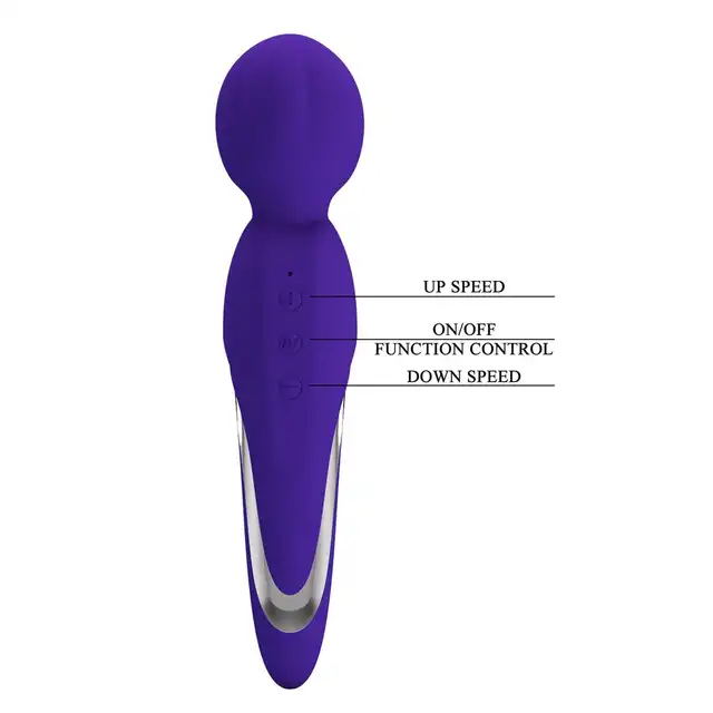 Pretty Love - Walter Purple. Fioletowy potężny podwójny wibrator magiczna różdżka do intensywnego masażu całego ciała