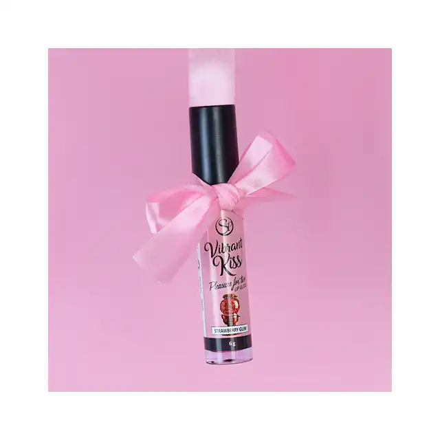 Secret Play - Lip Gloss Vibrant Kiss Strawberry Gum. Stymulujący błyszczyk o słodkim smaku truskawkowej gumy, pobudź zmysły i zwiększ przyjemność