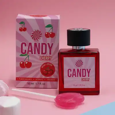 Candy - Cherry Pherolove 50ml. Damskie feromony o energetyzującym zapachu, nuty wiśni, pianek marshmallow i drzewa sandałowego