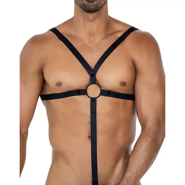 Cut4Men - Harness C-Ring Black. Stylowa i funkcjonalna uprząż dla mężczyzn, zmysłowy dodatek do męskiej garderoby