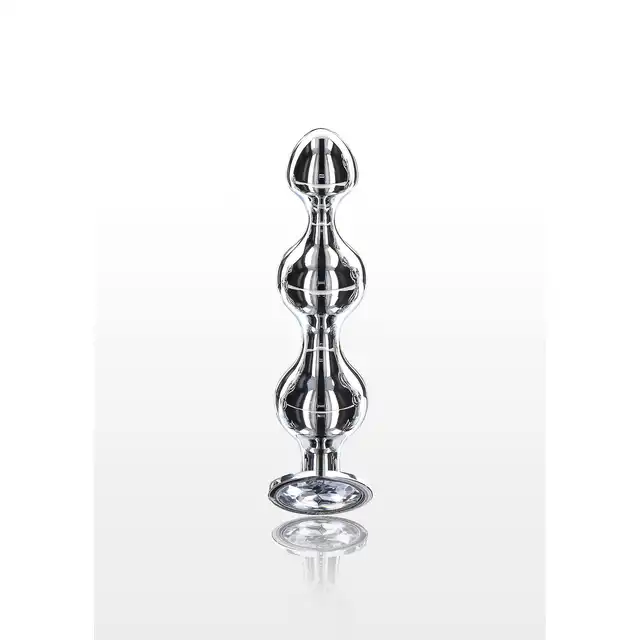 ToyJoy - Diamond Star Beads M. Metalowy korek analny z trzema stymulacyjnymi koralikami i podstawą ozdobioną srebrnym klejnotem