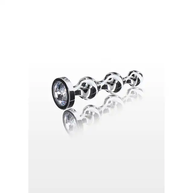 ToyJoy - Diamond Star Beads M. Metalowy korek analny z trzema stymulacyjnymi koralikami i podstawą ozdobioną srebrnym klejnotem