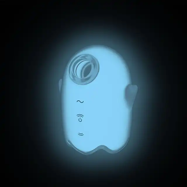 Satisfyer - Glowing Ghost White. Wibrator ze stymulującymi falami ciśnienia i intensywnymi wibracjami, wykonany z miękkiego, świecącego w ciemności silikonu