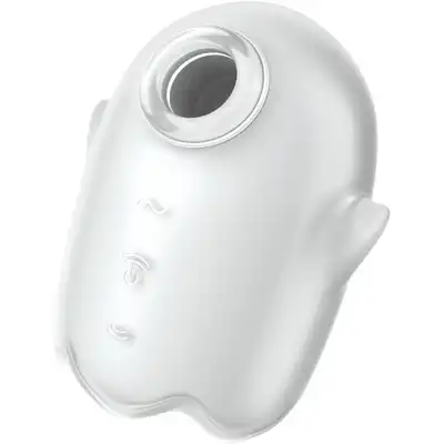 Satisfyer - Glowing Ghost White. Wibrator ze stymulującymi falami ciśnienia i intensywnymi wibracjami, wykonany z miękkiego, świecącego w ciemności silikonu