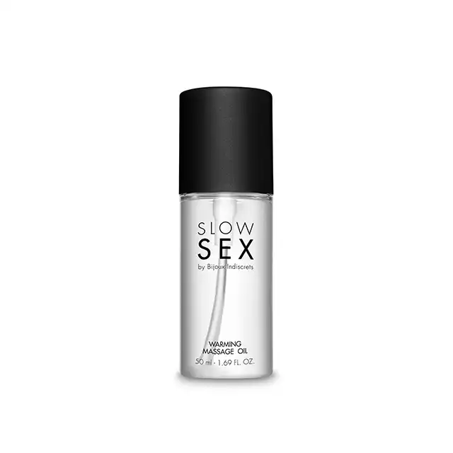Slow Sex - Warming Massage Oil 50 ml. Rozgrzewający olejek do masażu o kokosowym smaku i gładkiej konsystencji