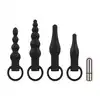 EasyToys - Anal Plug Set With Bullet Vibrator. Zestaw korków analnych z mini wibratorem, różne kształty i rozmiary